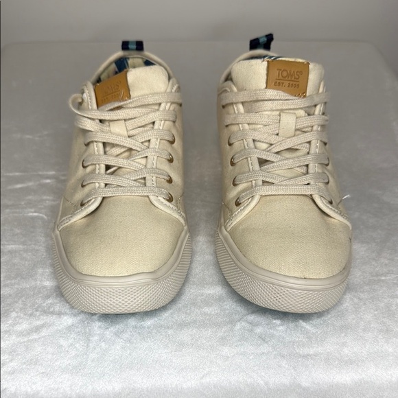 TOMS Size 7.5 UNISEX SHOES Cream Canvas Sneakers - Picture 7 of 11